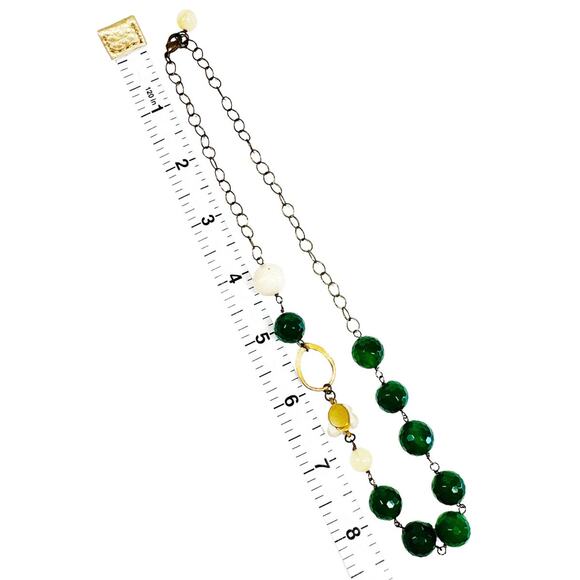 NECKLACE Hand Crafted in Antique Gold & Green - Picture 8 of 8